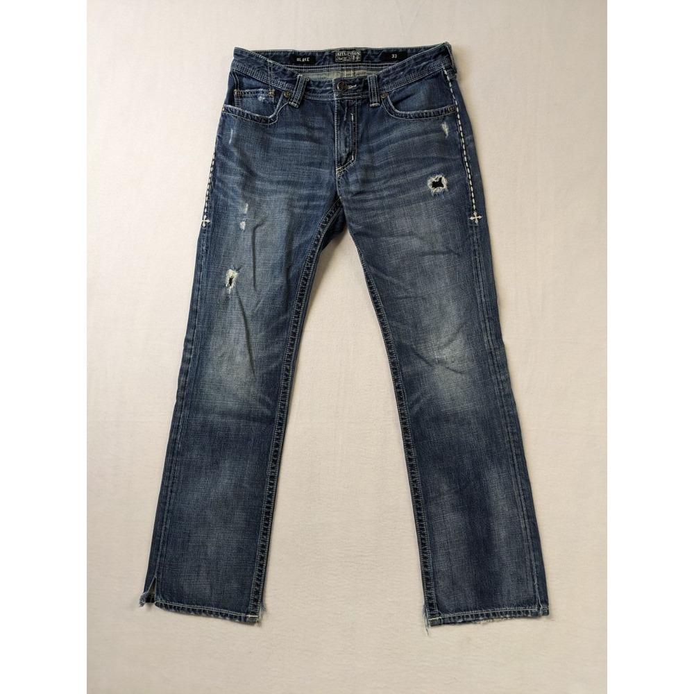Affliction Black Premium Blake Jeans Size 33 Mens Distressed Straight Leg Blue
